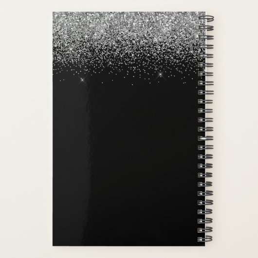 2022 Zilver Zwart Glitter Glam Monogram Planner (Achterkant)