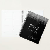 2022 Zilver Zwart Glitter Monogram Moderne Luxe Planner (Display)