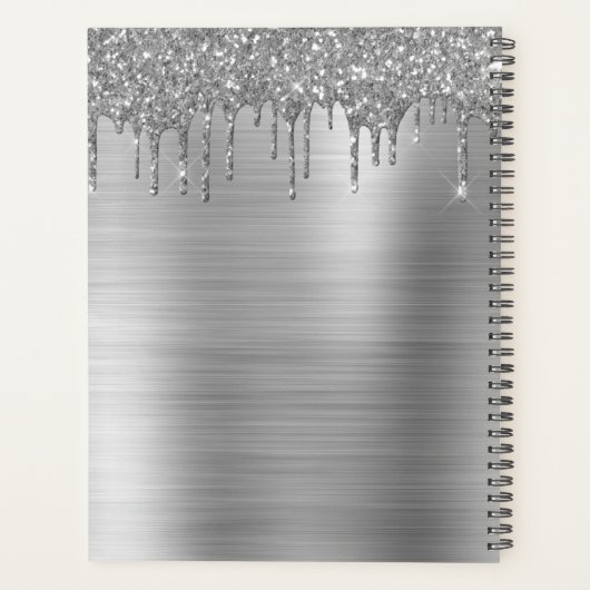 2022 Zilveren Glitter Glam Monogram Modern Planner (Achterkant)