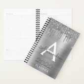 2022 Zilveren Glitter Glam Monogram Moderne Planner (Display)
