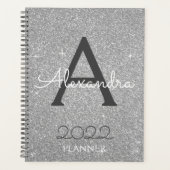 2022 Zilveren Glitter Glans Monogram Planner (Voorkant)