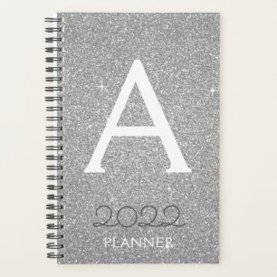 2022 Zilveren Glitter Monogram Planner