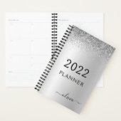 2022 Zilveren Glitter Monogram Zwart Meisje Planner (Display)