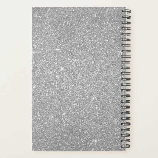 2022 Zilveren glitter Sparkle Monogram Planner (Achterkant)
