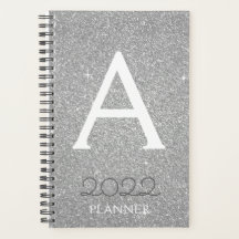 2022 Zilveren glitter Sparkle Monogram