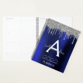 2022 Zilveren Navy Blauwe Glitters Glam Monogram Planner (Display)