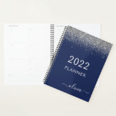 2022 Zilveren Navy Blauwe Glitters Glans Monogram Planner (Display)