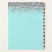 2022 Zilveren Teal Aqua Blauwe Glitter Monogram Me Planner (Achterkant)