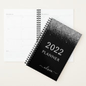 2022 Zilveren Zwarte Glitter Glam Monogram Planner (Display)
