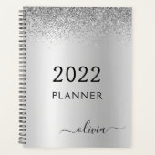 2022 Zilveren Zwarte Glitter Meisjes Monogram Planner (Voorkant)