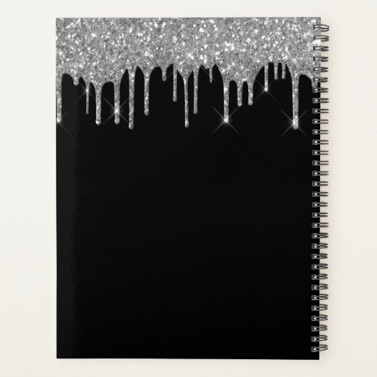 2022 Zilveren Zwarte Glitter Monogram Modern Planner (Achterkant)