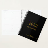 2022 Zwart goudgierige monogram Naam modern Planner (Display)