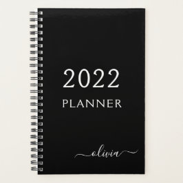 2022 Zwart wit meisje Manuscript monogram Naam Mod Planner