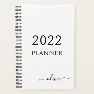 2022 Zwart wit meisje Manuscript monogram Naam Mod Planner