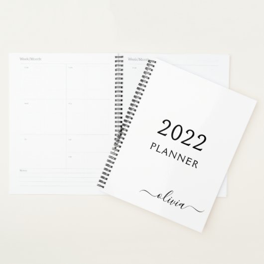 2022 Zwart Wit Meisjesachtig Schrift Merk Naam Mod Planner (Display)
