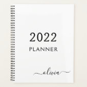 2022 Zwart Wit Meisjesachtig Schrift Merk Naam Mod Planner (Voorkant)