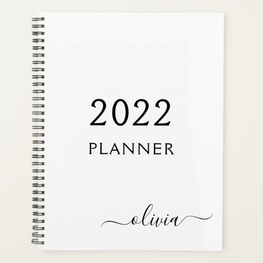2022 Zwart Wit Meisjesachtig Schrift Merk Naam Mod Planner (Voorkant)