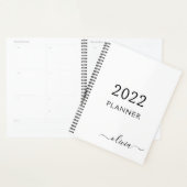 2022 Zwart Wit Meisjesachtig Schrift Monogram Naam Planner (Display)