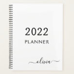 2022 Zwart Witte Meisjesachtige Script Monogram Na Planner<br><div class="desc">2022 Wit en Zwart Monogram Voeg Eigen Script Naam Toe 2021 Kalender Trouwfeest Planner. Dit is het perfecte cadeau voor iemand die houdt van glam luxe en chic stijl voor verjaardag,  trouwen,  bruidsfeest,  jubileum,  babyfeest of vrijgezellenfeest</div>