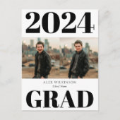 2022Black White Modern Simple Script 2 Photo Afstu Uitnodiging Briefkaart (Voorkant)