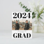 2022Black White Modern Simple Script 2 Photo Afstu Uitnodiging Briefkaart (Staand voorkant)