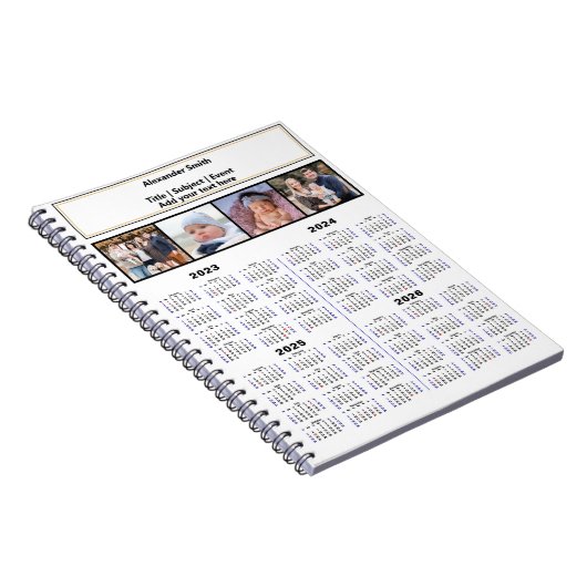 2023 2024 2025 2026 Agenda Aangepaste foto Modern  Notitieboek (Rechterzijde)