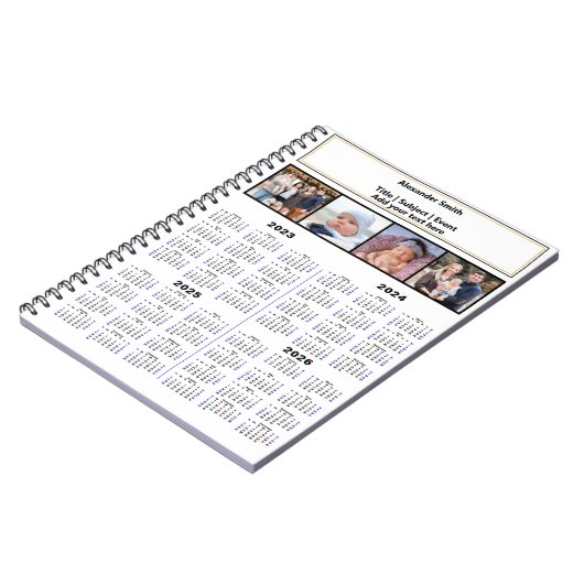 2023 2024 2025 2026 Agenda Aangepaste foto Modern  Notitieboek (Linkerzijde)