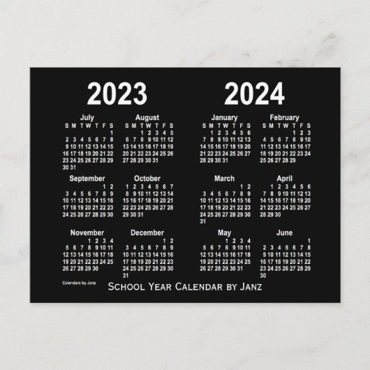 2023-2024 Agenda van de Neon White School, opgeste Briefkaart (Voorkant)