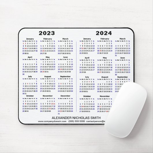 2023 - 2024 Calendar Minimalist Custom Muismat (Met muis)