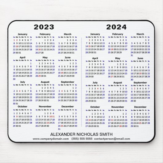 2023 - 2024 Calendar Minimalist Custom Muismat (Voorkant)