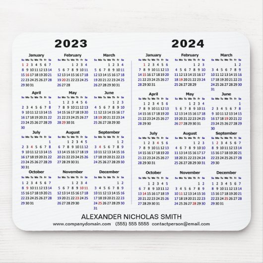 2023 - 2024 Calendar Minimalist Custom Muismat (Voorkant)