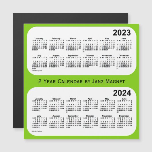 2023-2024 Geel groen 2 jaar agenda van Janz (Voorkant / Achterkant)