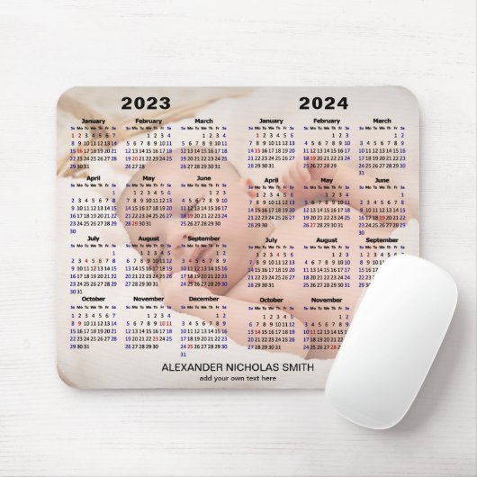 2023 - 2024 kalender - Aangepast, volledig foto mo Muismat (Met muis)