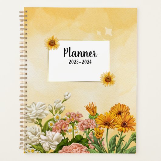 2023-2024 maandelijkse weekplanner met bloem planner (Voorkant)