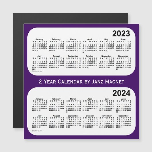 2023-2024 Paars 2 jaar agenda van Janz Magnet (Voorkant / Achterkant)