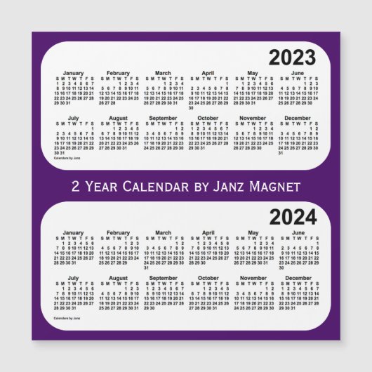 2023-2024 Paars 2 jaar agenda van Janz Magnet (Voorkant)