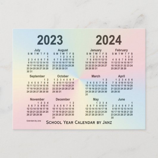 2023-2024 Rainbow Cloud School Agenda van Janz Briefkaart (Voorkant)