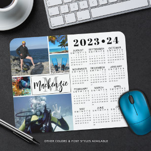 2023-2024 Schoolkalender 5 Foto's Monogram Naam Muismat
