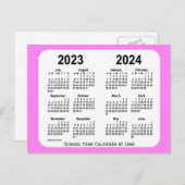 2023-2024 Schoolkalender Roze Mini van Janz Briefkaart (Voorkant / Achterkant)
