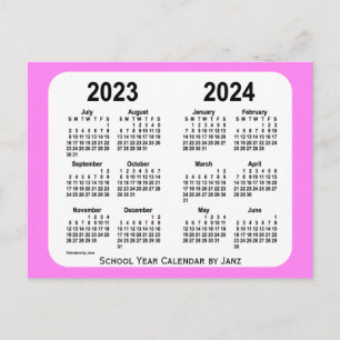 2023-2024 Schoolkalender Roze Mini van Janz Briefkaart