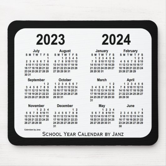 2023-2024 Schoolkalender voor zwart-wit door Janz Muismat (Voorkant)