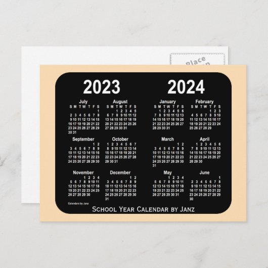 2023-2024 Schoolkalender Wheat Neon Mini door Janz Briefkaart (Voorkant / Achterkant)