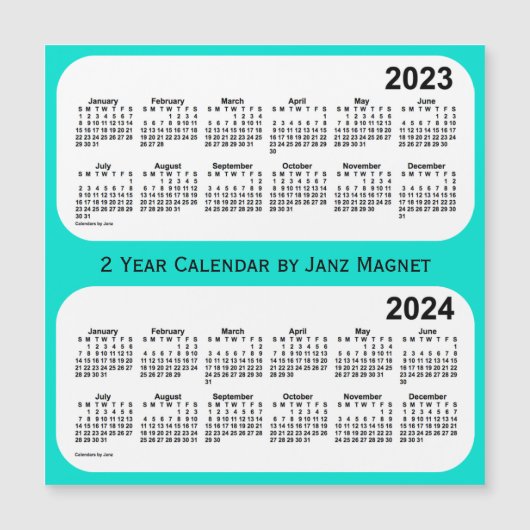 2023-2024 Turquoise 2 Year Agenda van Janz (Voorkant)