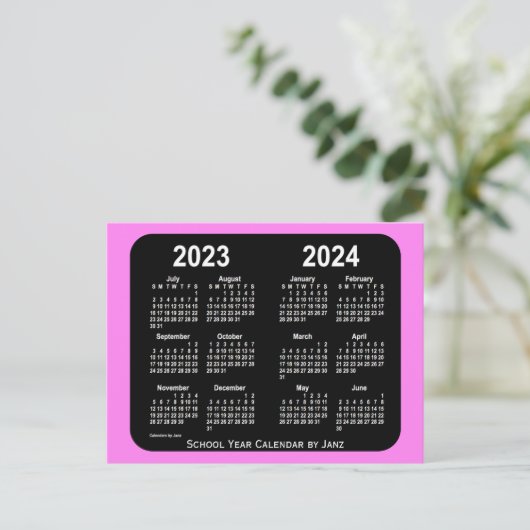 2023-2024 Violet Neon Mini School Agenda van Janz Briefkaart (Staand voorkant)