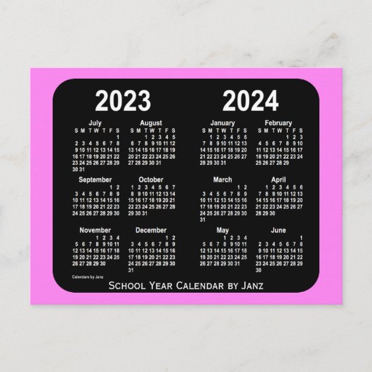 2023-2024 Violet Neon Mini School Agenda van Janz Briefkaart (Voorkant)