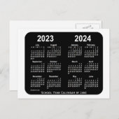 2023-2024 White Neon School Calendar van Janz Briefkaart (Voorkant / Achterkant)