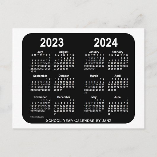 2023-2024 White Neon School Calendar van Janz Briefkaart (Voorkant)