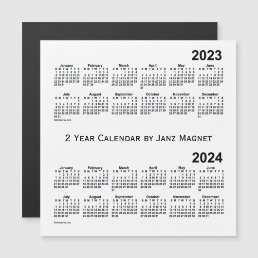 2023-2024 Witte kalender van 2 jaar door Janz Magn (Voorkant / Achterkant)