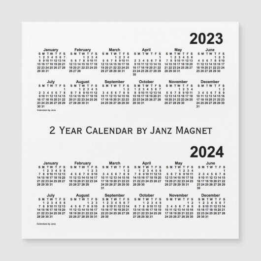 2023-2024 Witte kalender van 2 jaar door Janz Magn (Voorkant)