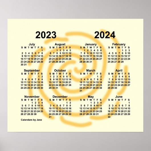2023-2024 Zonnedagen Schooljaar Agenda van Janz Poster (Voorkant)